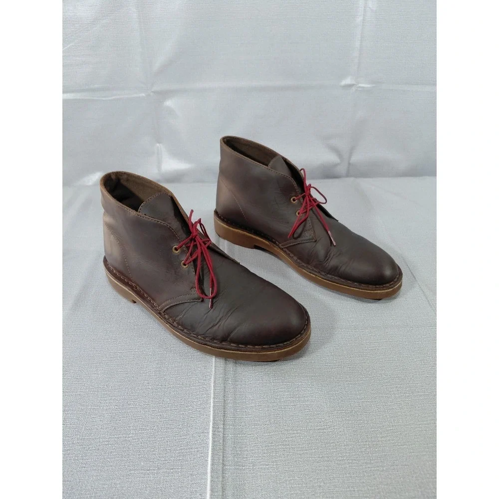 Clarks Bushacre Chukka Boot 15260 Men's 8M Brown Leather Lace Up Rubber Sole